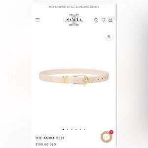 The Anika Belt — Cream Leather with Gold Buckle